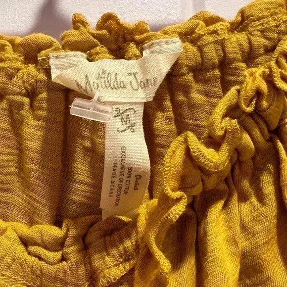 Matilda Jane Off The Shoulder Top Mustard Yellow Ruffles Size Medium - Picture 3 of 3